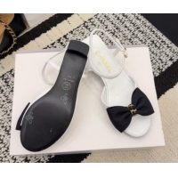 Grade Quality Chanel Calfskin Leather Heel Sandals 3.5cm with Bow G46813 White 2026