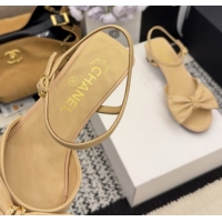 Top Grade Chanel Calfskin Leather Heel Sandals 3.5cm with Bow G46813 Beige 2026