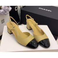Good Looking Chanel Lambskin & Patent Leather Slingbacks Pump 4cm G46943 Beige 2026