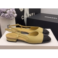 Shop Duplicate Chanel Lambskin & Patent Leather Slingbacks Flat G31319 Beige 2026