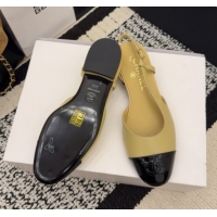 Shop Duplicate Chanel Lambskin & Patent Leather Slingbacks Flat G31319 Beige 2026