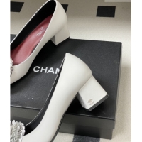 Most Popular Chanel Lambskin Leather Pumps with Bloom CH011402 White 2026
