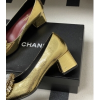 Luxury Chanel Lambskin Leather Pumps with Bloom CH011402 Gold 2026