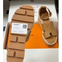 Grade Quality Hermes Luce Wedge Platform Sandals 7cm in Calfskin Leather H252131 Brown 2026