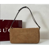 Fashion Discount Gucci Half Horsebit large shoulder bag in GG Suede 862530 Brown 2026