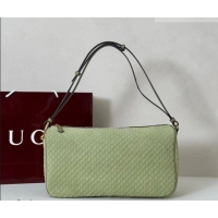 Famous Brand Gucci Half Horsebit large shoulder bag in GG Suede 862530 Dusty Green 2026