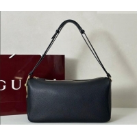 Buy Discount Gucci Half Horsebit large shoulder bag in Grainy Leather 862530 Black 2026