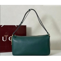 Top Quality Gucci Half Horsebit large shoulder bag in Grainy Leather 862530 Green 2026