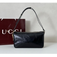 Buy Fashionable Gucci Half Horsebit medium shoulder bag in Crinkle Patent Leather 860787 Black 2026