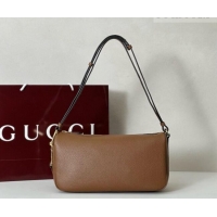 New Design Gucci Half Horsebit medium shoulder bag in Leather 860787 Brown 2026