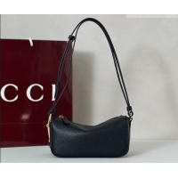 Luxury Discount Gucci Half Horsebit mini shoulder bag in Grainy Leather 860784 Black 2026