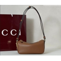 Top Quality Gucci Half Horsebit mini shoulder bag in Grainy Leather 860784 Brown 2026