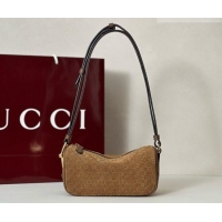 Best Price Gucci Half Horsebit mini shoulder bag in GG Suede 860784 Brown 2026