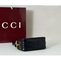 Cheapest Gucci Half Horsebit mini shoulder bag in Crinkle Patent Leather 860784 Black 2026