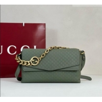 Best Quality Gucci Medium shoulder bag with chain in GG Leather 857622 Sage Green 2026