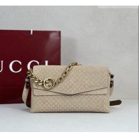 Cheapest Gucci Medium shoulder bag with chain in GG Suede 857622 Beige 2026