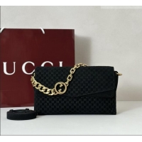 Market Sells Gucci Medium shoulder bag with chain in GG Suede 857622 Black 2026