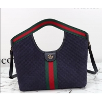 Good Taste Gucci Giglio Small Tote Bag in GG Suede 860845 Blue 2026