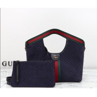 Good Taste Gucci Giglio Small Tote Bag in GG Suede 860845 Blue 2026