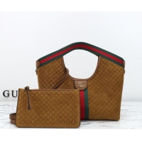 Grade Quality Gucci Giglio Small Tote Bag in GG Suede 860845 Brown 2026