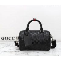 Best Quality Gucci Men's GG Leather Emblem small duffle bag 855789 Black 2026