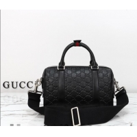 Best Quality Gucci Men's GG Leather Emblem small duffle bag 855789 Black 2026