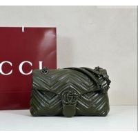 Top Quality Gucci GG Marmont Leather small shoulder bag 855371 Forest Green 2026