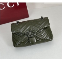 Top Quality Gucci GG Marmont Leather small shoulder bag 855371 Forest Green 2026