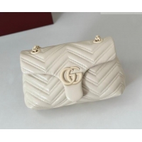 Best Quality Gucci GG Marmont Leather small shoulder bag 855371 Ivory White 2026