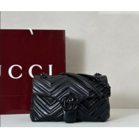 Most Popular Gucci GG Marmont Leather small shoulder bag 855371 Black 2026