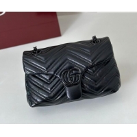 Most Popular Gucci GG Marmont Leather small shoulder bag 855371 Black 2026