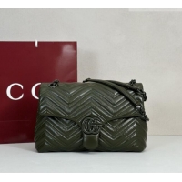Promotional Gucci GG Marmont Leather medium shoulder bag 850676 Forest Green 2026