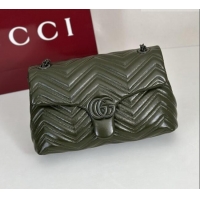 Promotional Gucci GG Marmont Leather medium shoulder bag 850676 Forest Green 2026