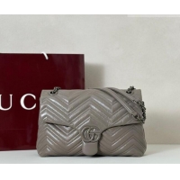Best Grade Gucci GG Marmont Leather medium shoulder bag 850676 Grey 2026