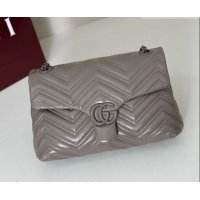 Best Grade Gucci GG Marmont Leather medium shoulder bag 850676 Grey 2026
