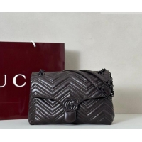 Luxury Cheap Gucci GG Marmont Leather medium shoulder bag 850676 Dark Brown 2026