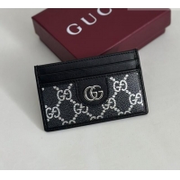 Unique Grade Gucci Card Case in GG Fabric 834795 Black/Silver 2026