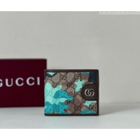 New Design Gucci Bi-fold Wallet in Camouflage GG Fabric 834271 Blue 2026
