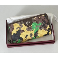 Buy Fashionable Gucci Zip-around Wallet in Camouflage GG Fabric 834694 Green/Yellow 2026
