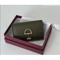 Famous Brand Gucci Softbit Leather card case with Half Horsebit 828148 Dark Green 2026