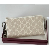 Super Quality Gucci GG Canvas Emblem Zip Around Wallet 819122 White 2026