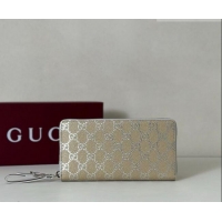 Best Price Gucci GG Canvas Emblem Zip Around Wallet 819122 Silver 2026