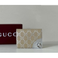 Buy Fashionable Gucci GG Canvas Emblem Mini Wallet with Ring 820692 Silver 2026