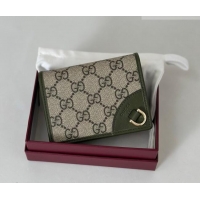Grade Design Gucci GG Canvas Emblem Mini Wallet with Ring 820692 Dark Green 2026