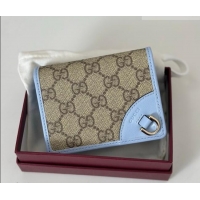 Good Taste Gucci GG Canvas Emblem Mini Wallet with Ring 820692 Light Blue 2026