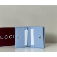 Good Taste Gucci GG Canvas Emblem Mini Wallet with Ring 820692 Light Blue 2026