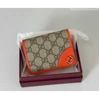 Top Design Gucci GG Canvas Emblem Mini Wallet with Ring 820692 Orange 2026