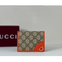 Top Design Gucci GG Canvas Emblem Mini Wallet with Ring 820692 Orange 2026