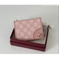 Top Grade Gucci GG Canvas Emblem Mini Wallet with Ring 820692 Light Pink 2026