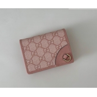 Top Grade Gucci GG Canvas Emblem Mini Wallet with Ring 820692 Light Pink 2026